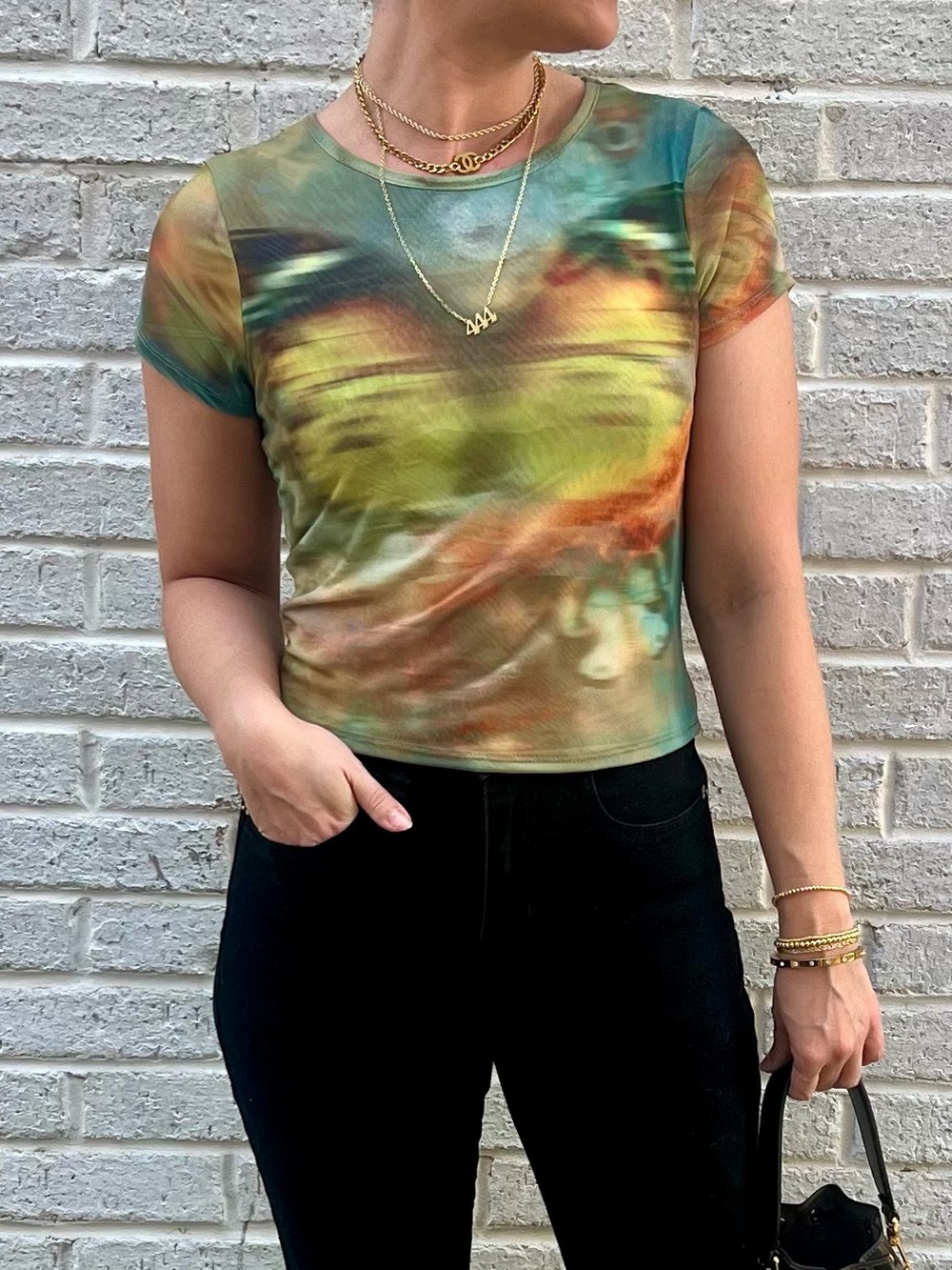 Almost Famous Pastel Tie-Dye Short Sleeve Tee - Blue, Peach, Yellow